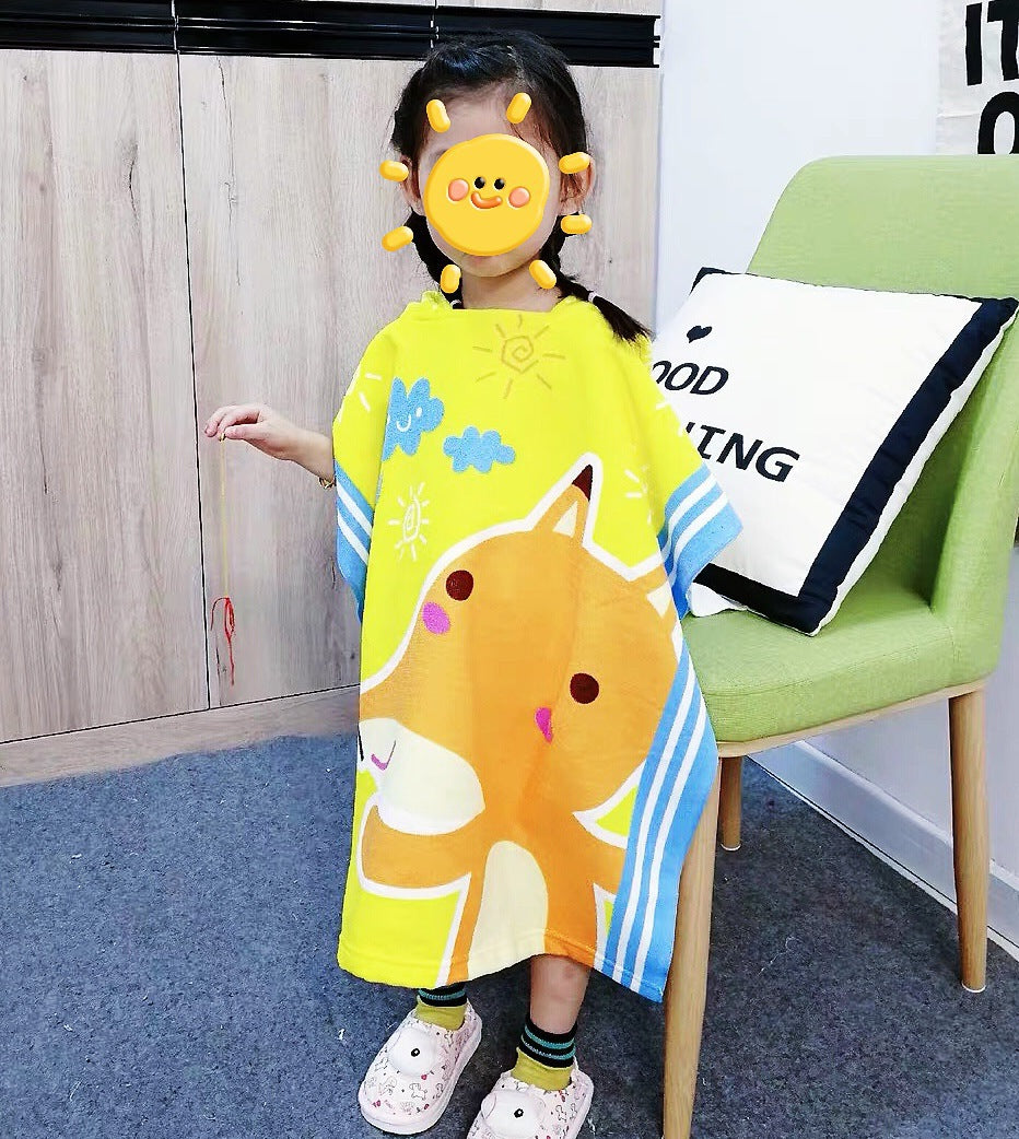 Children's Hooded Bathrobe with Soft, Absorbent Towel
