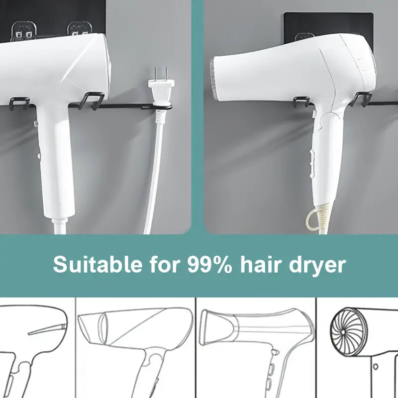 Stainless Steel Wall Mounted Hair Dryer Storage Rack