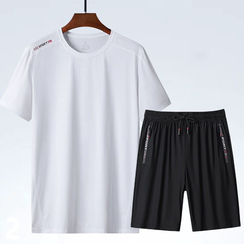 Men’s Ice Silk Sports T-shirt and Suit Set