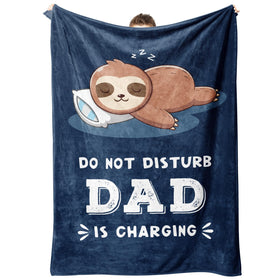 Funny Gifts for Dad Dad Birthday Gifts Dad is Charging Sloth Blanket Gifts for Dad from Daughter Son Dad Gifts for Fathers Day Christmas Super Soft Throws Blanket for Dad 60" x 80"