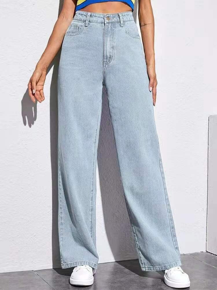 High-Waist Wide-Leg Retro Jeans