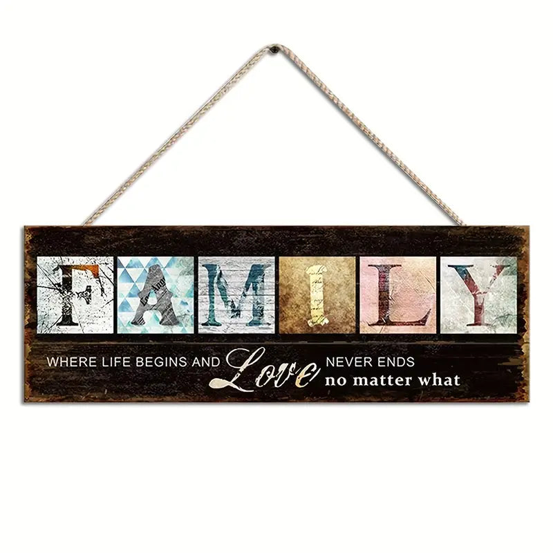 Family Wooden Sign Inspirational Quote Wall Hanging Decor