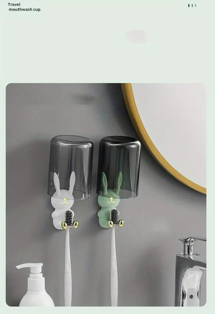 Cute Rabbit Bathroom Toothbrush Holder and Hook Storage