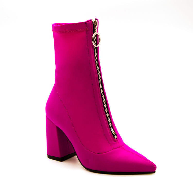 Breathable High Heel Chunky Pointed Toe Boots