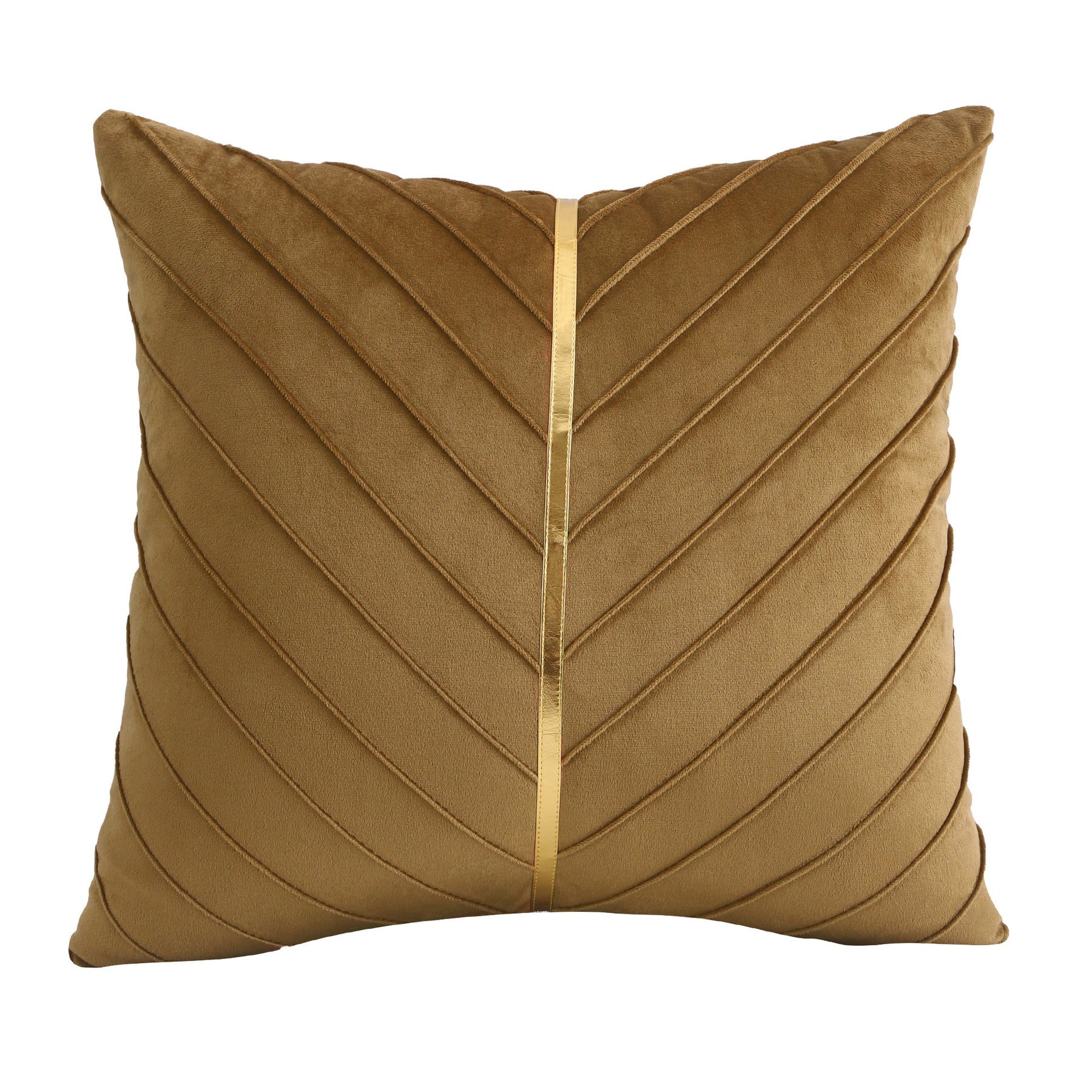 Decorative Gold Leather Throw Pillow Covers 18x18 (Set of 2)