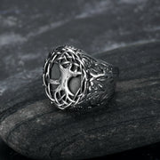 Lucky Tree Titanium Steel Men's Ring - European & American Style