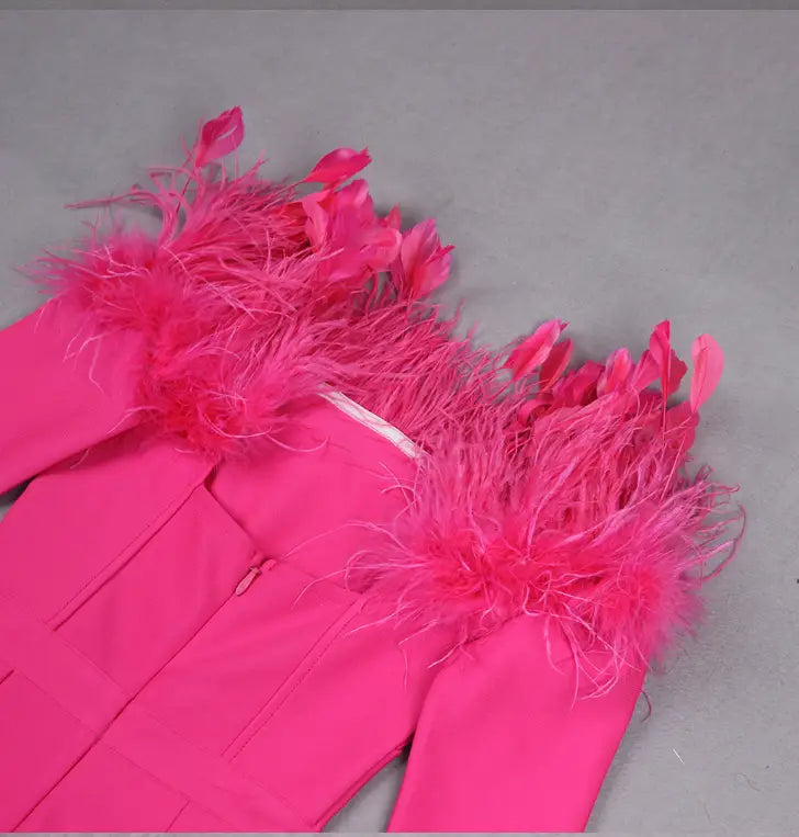 Feathery Off-the-Shoulder Dress Image 8