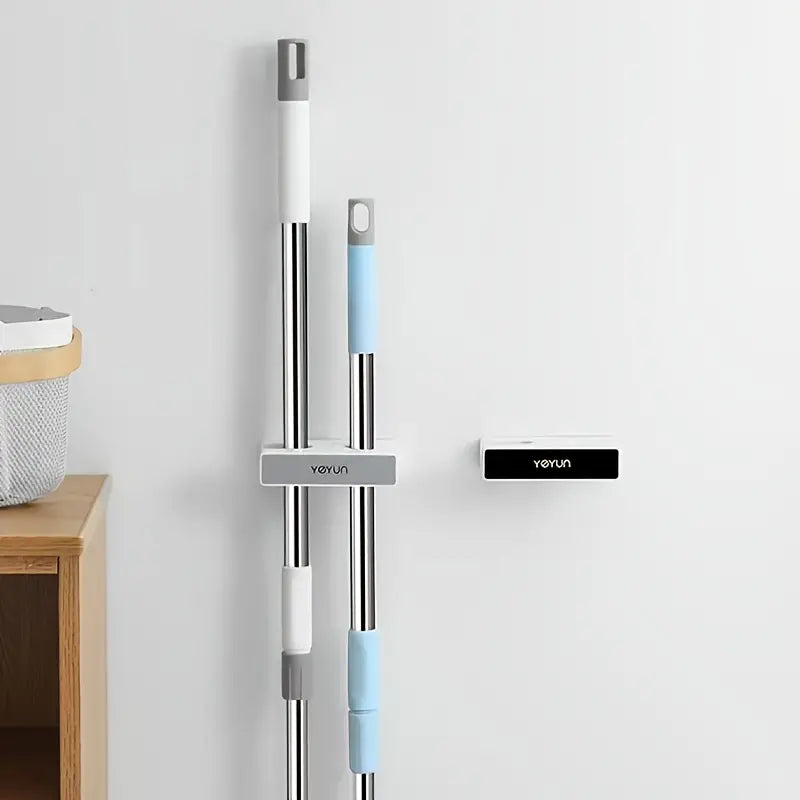 Mop Holder with Letters and Broom Clip Support
