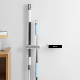 Mop Holder with Letters and Broom Clip Support