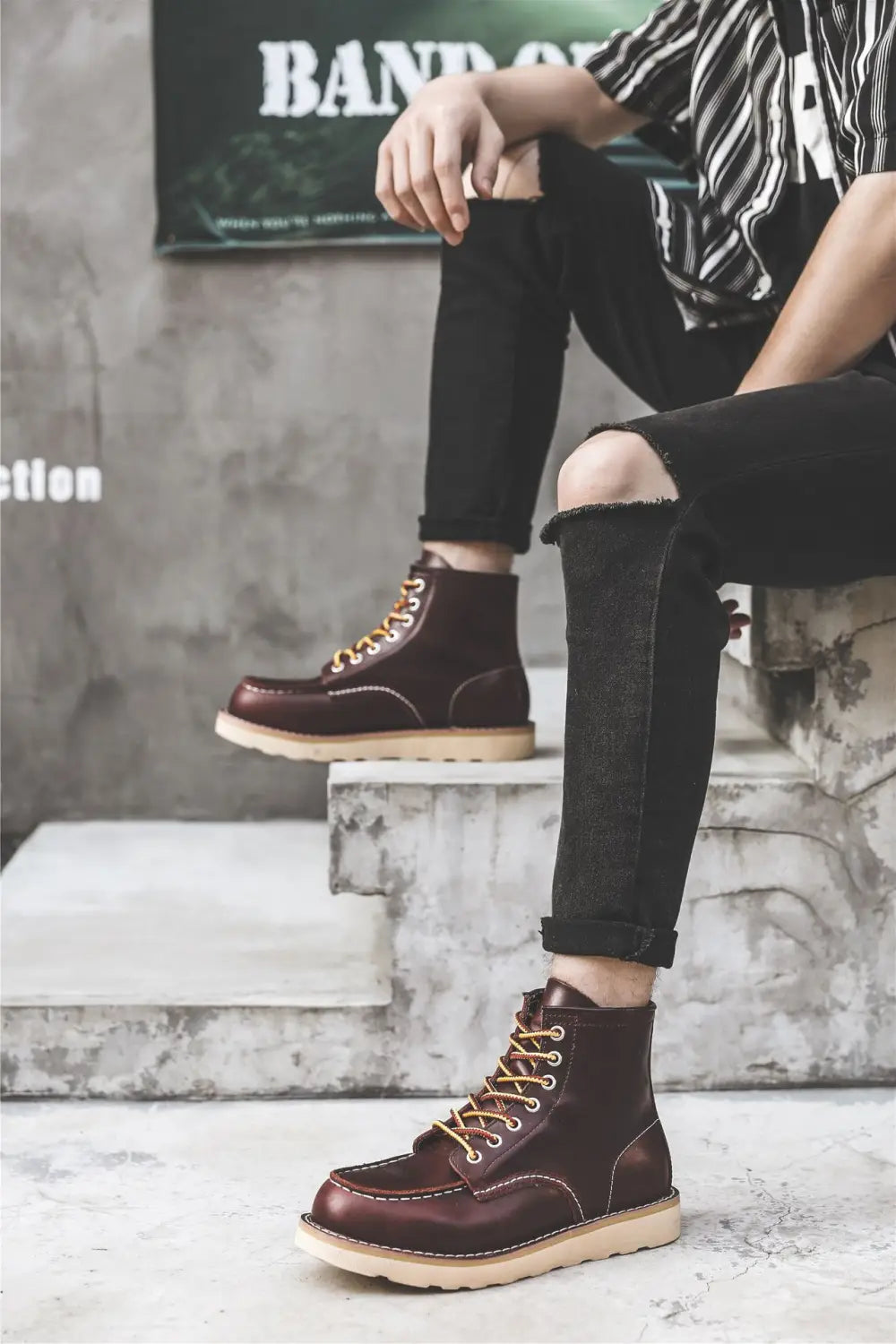 Men’s Retro Slip-On Flat Martin Workwear Boots