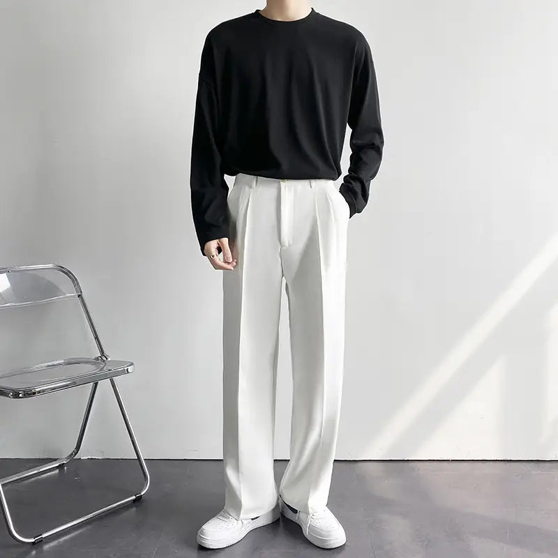 Men’s Wide-Leg Loose Straight-Leg Trousers for Spring/Summer