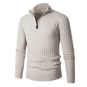 Men's Long-sleeved Half-turtleneck Zip Sweater