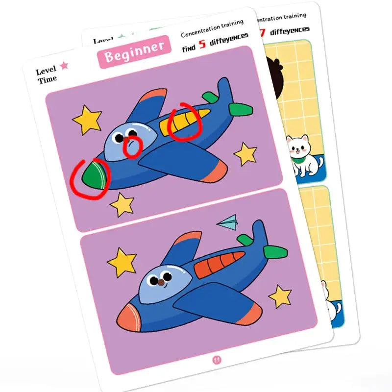 Blue cartoon airplane with green and orange accents on its wings, tail, and nose.
