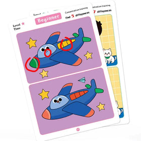 Blue cartoon airplane with green and orange accents on its wings, tail, and nose.