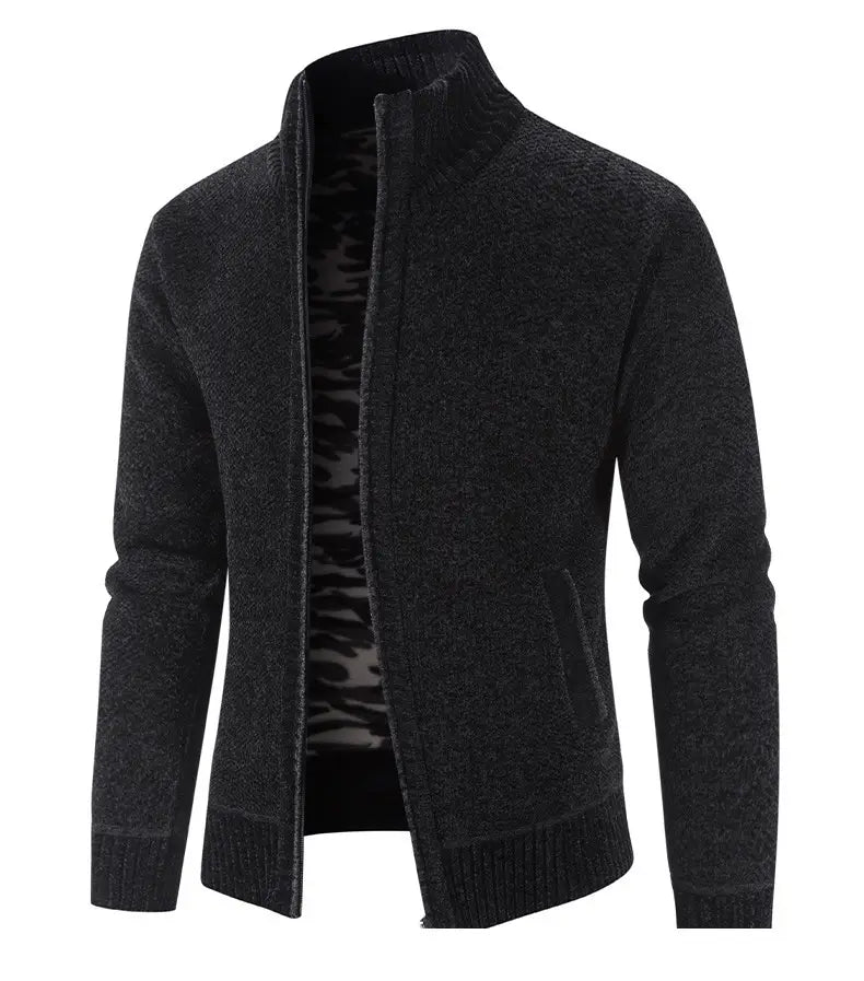 Men’s Fleece Lined Knitwear Jacket for Autumn Winter