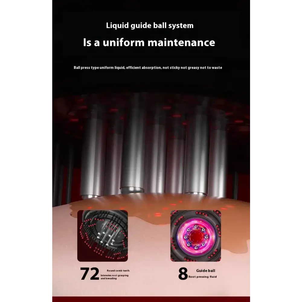 Silver cylindrical guide balls with red glowing accents, arranged in a row within a liquid-filled maintenance system.