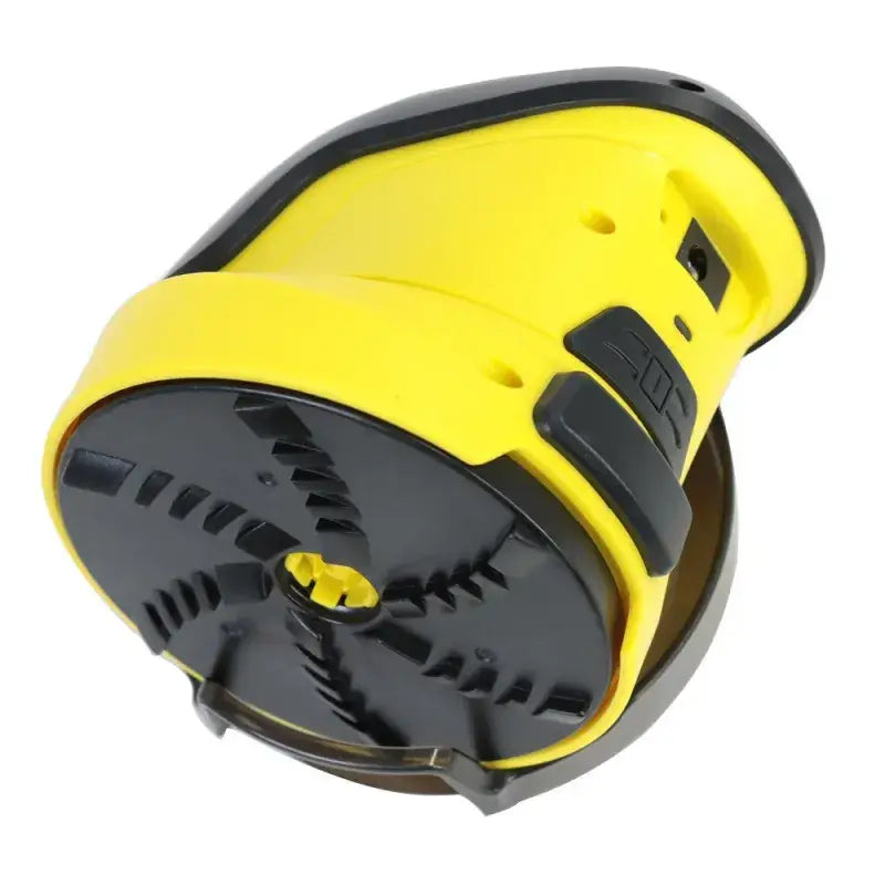 Yellow and black kärcher pressure washer nozzle with textured grip and ventilation slots.