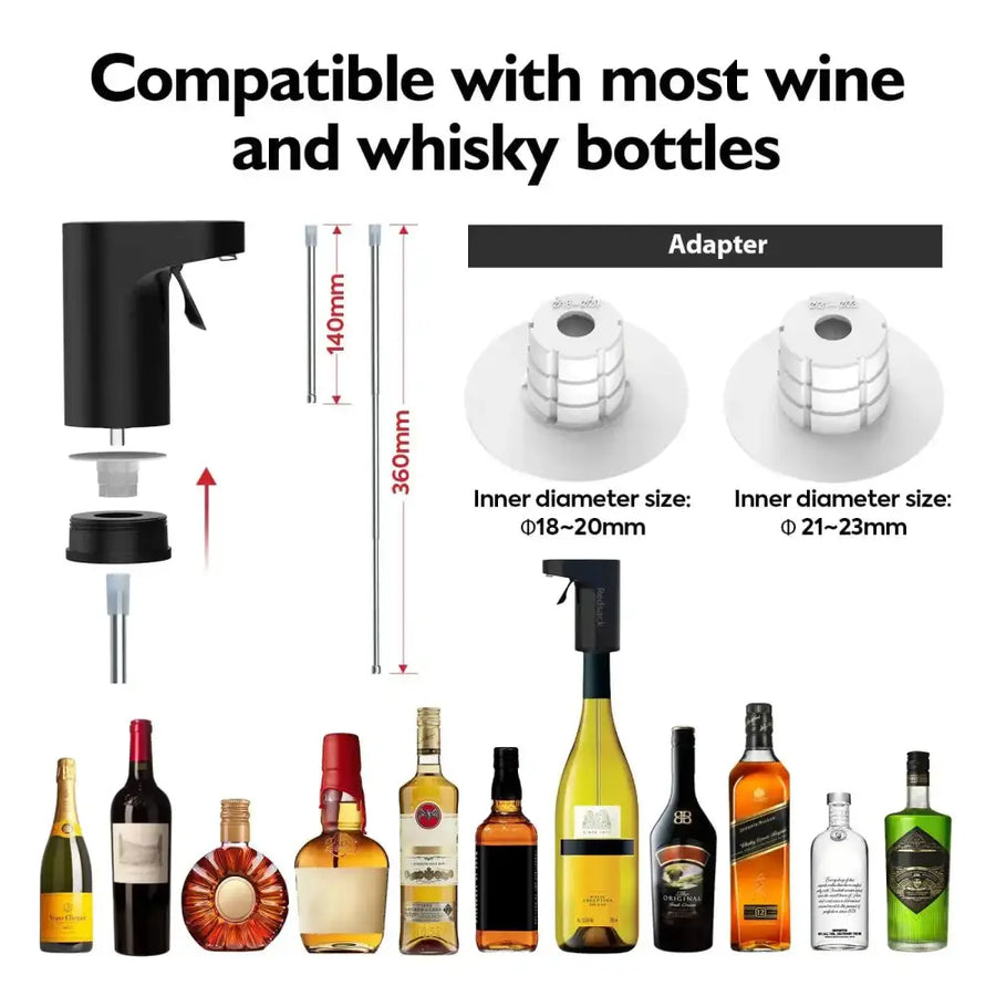 Black wine and whisky bottle opener with a sleek, modern design.