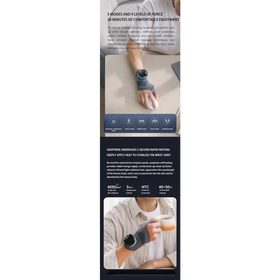 Gray graphite-colored graphene wristband with black digital display and adjustable straps for targeted muscle therapy.