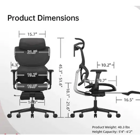 Black ergonomic office chair with adjustable height and armrests, featuring a modern design.
