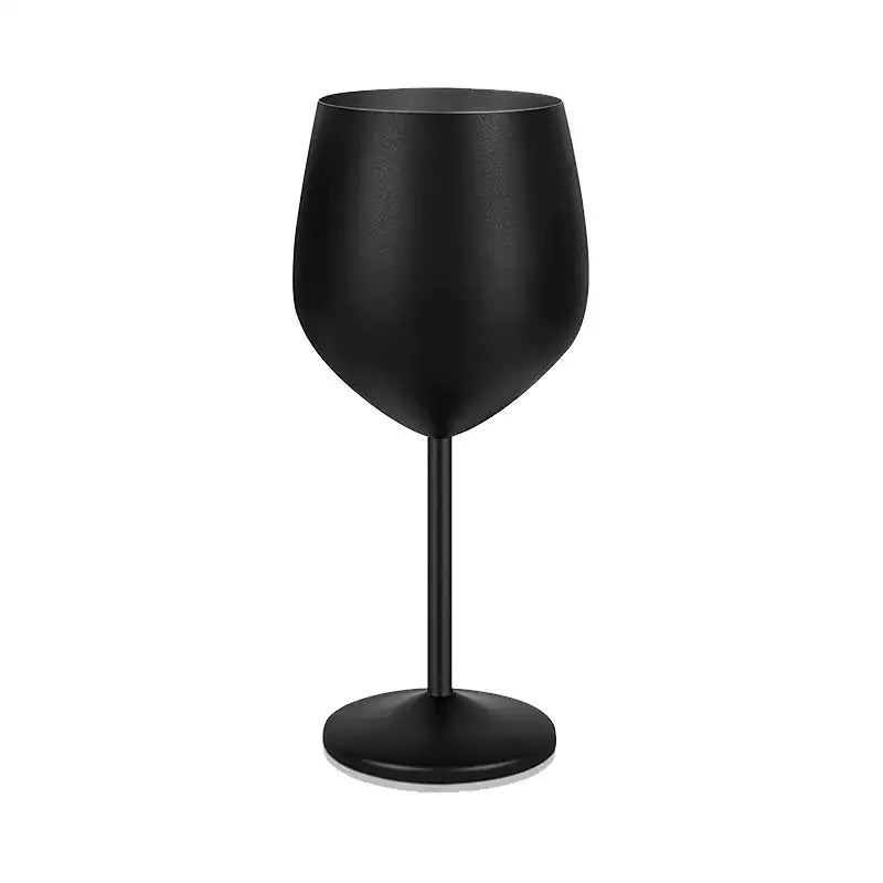 Black matte-finished wine glass with a sleek, modern design and sturdy stem.