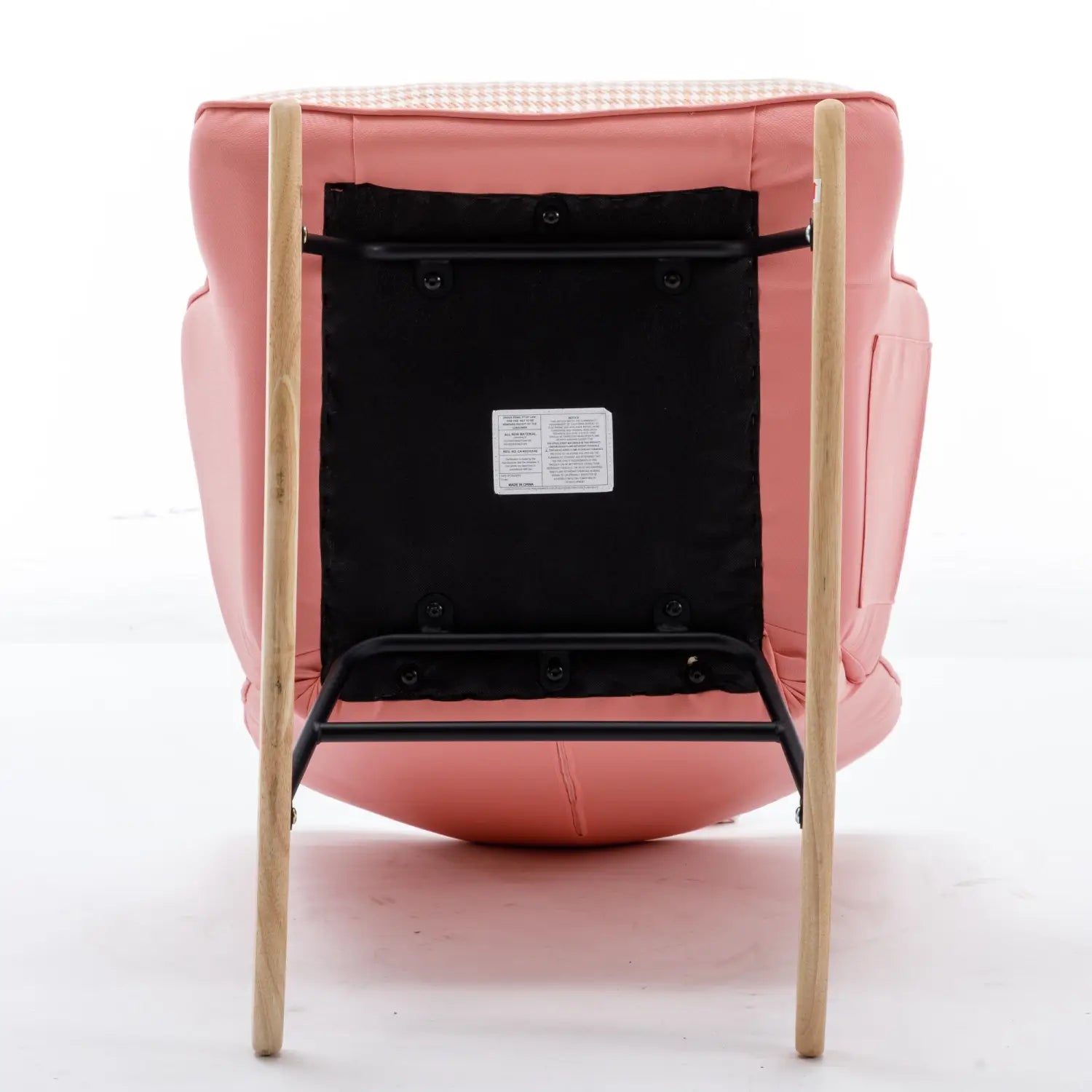 35.5 Inch Rocking Chair Soft Houndstooth Fabric Leather Fabric Rocking Chair For Nursery Comfy Wingback Glider Rocker