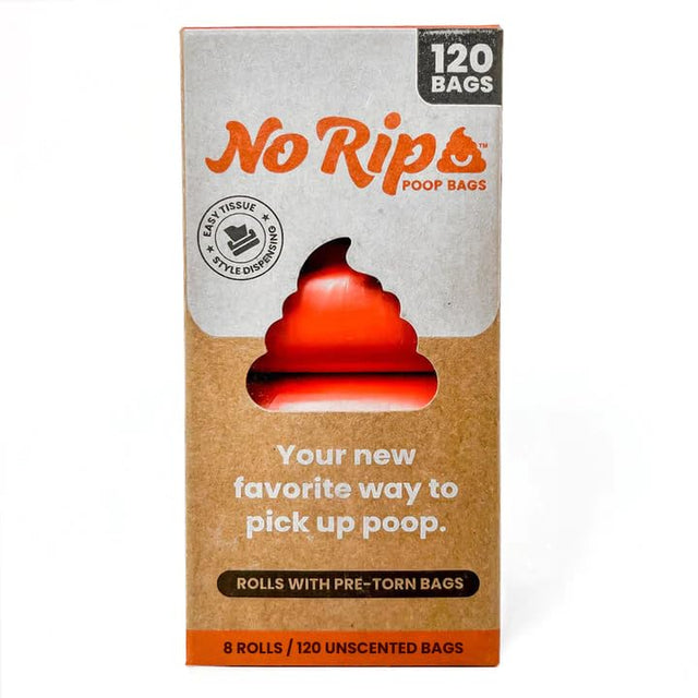 No Rip Poop Bags Convenient Tissue-Style Poop Bags: Easy Dispensing Extra Thick & Guaranteed Leak Proof Unscented - 120 Count Refill Rolls for Dogs