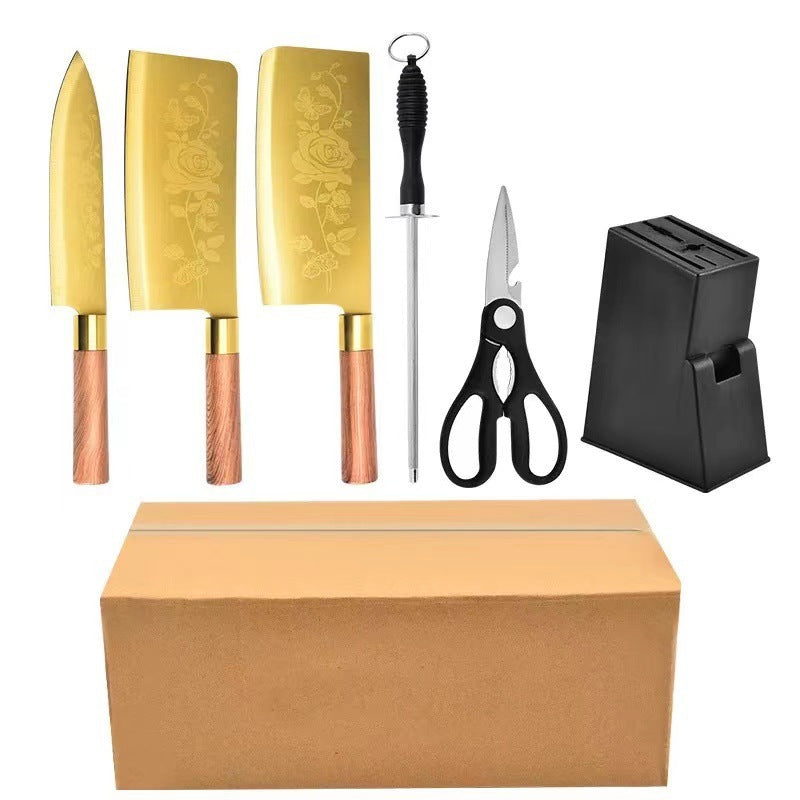 Gold Alloy Bone Cutting Knife Set for Kitchen Use