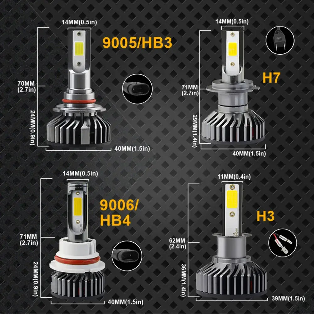 F2 Mini Car LED Headlights H1 H4 H7 H11 9005 9006 50W