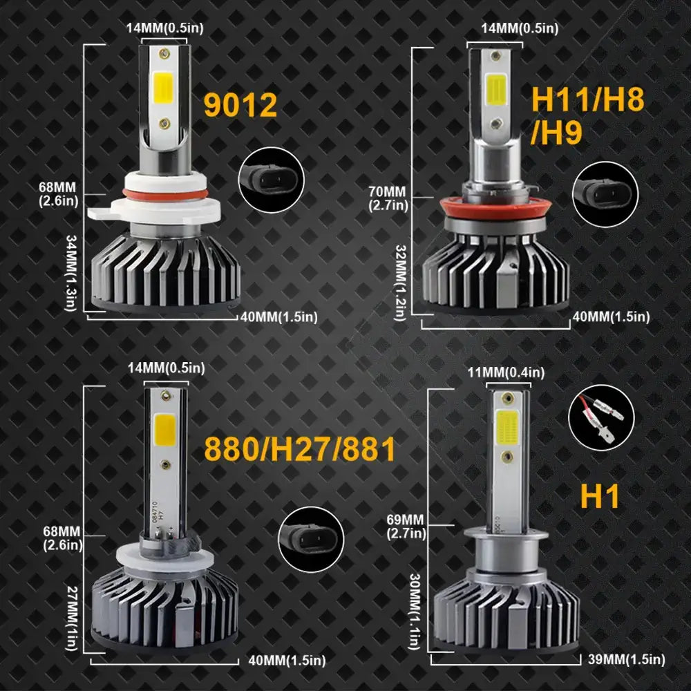 F2 Mini Car LED Headlights H1 H4 H7 H11 9005 9006 50W