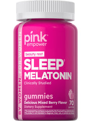 PINK Melatonin Gummies | 10mg | Max Potency | Mixed Berry Flavor | Vegan Non-GMO & Gluten Free | 70 Count