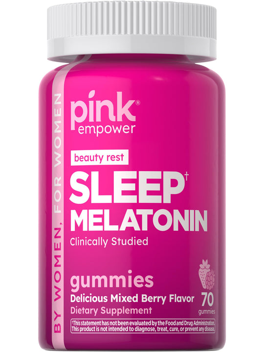PINK Melatonin Gummies | 10mg | Max Potency | Mixed Berry Flavor | Vegan Non-GMO & Gluten Free | 70 Count