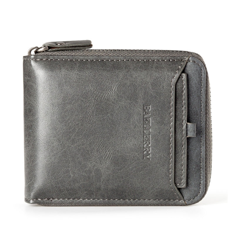 Retro Men's Zipper Wallet - PU Leather Coin Purse