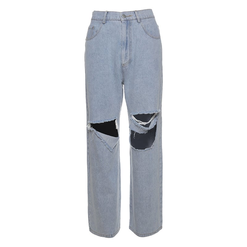 "Summer Women's Ripped High Waist Wide Leg Jeans"