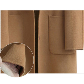 Woolen Mid-Length Women's Coat - Loose & Thick Design