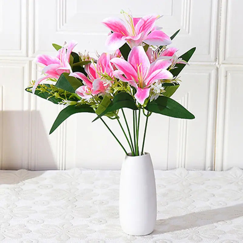 Lifelike Artificial Lily Flower Bouquet for Decoration