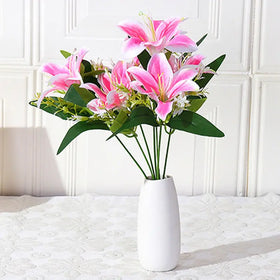 Lifelike Artificial Lily Flower Bouquet for Decoration