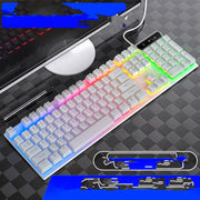 Gaming Keyboard and Mouse Set with RGB backlighting mechanical-feel keys anti-ghosting spill-resistant keyboard and wired USB mouse