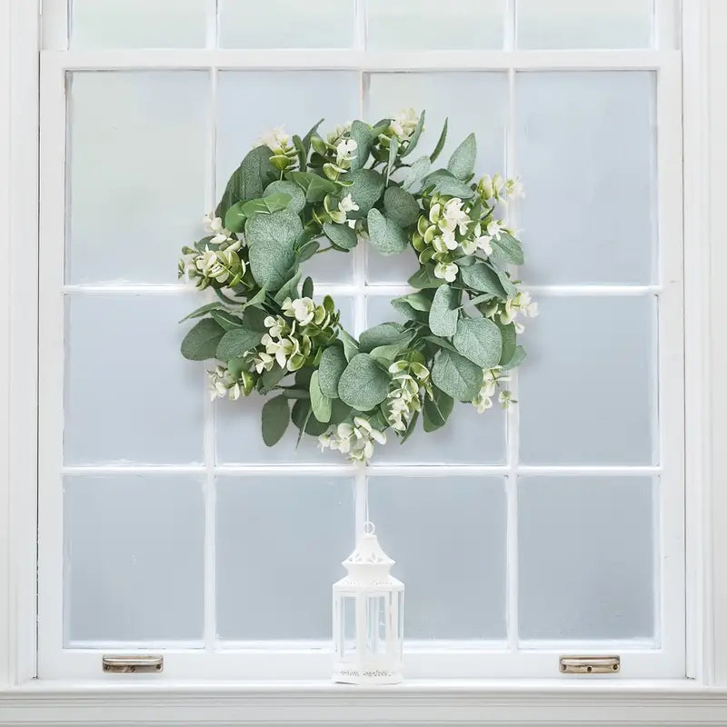 Artificial Eucalyptus Wreath for Front Door Decor 13in