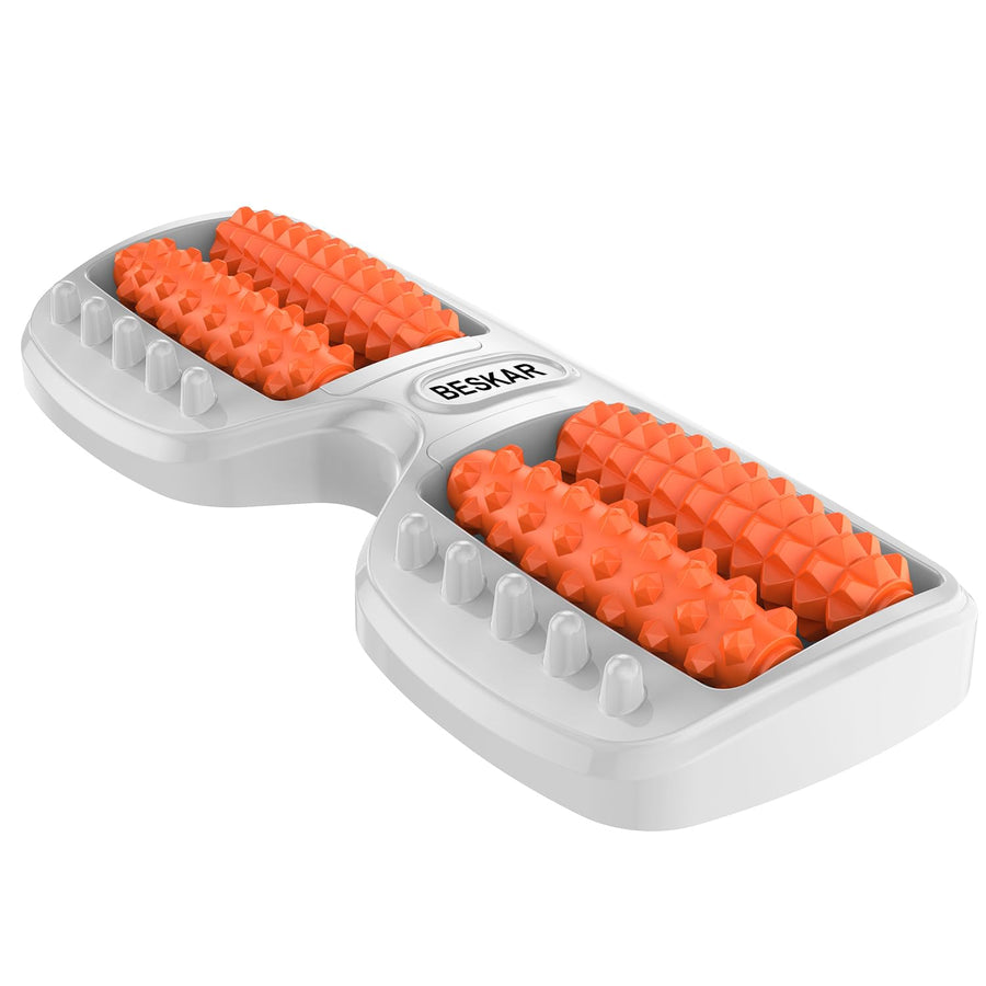 BESKAR Dual Foot Massager Roller for Plantar Fasciitis Relief Deep Tissue Muscle Massage Portable Pressure Point Massage Roller Reflexology Tool for Foot Pain Relief