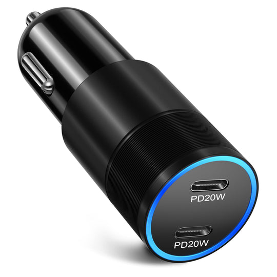 USB C Car Charger 40W Bangfun Dual Port 12V Car Charger USB-C Cigarette Lighter Adapter Plug PD 3.0 Fast Charging Type C Car Phone Charger for iPhone 15 14 13 12 11 Pro Max iPadSamsungPixel(Black)