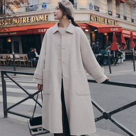 Women's Mid-Length Thick Woolen Windbreaker Coat