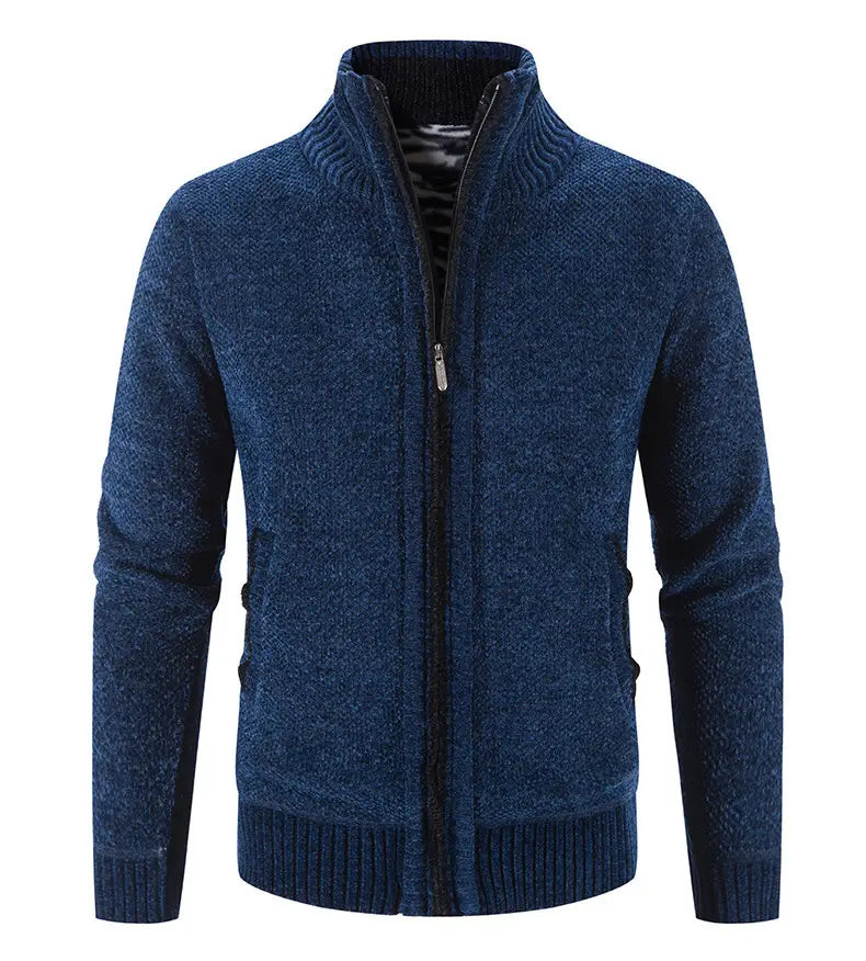 Men’s Fleece Lined Knitwear Jacket for Autumn Winter