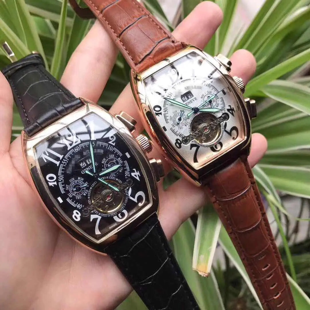 Men's Tourbillon Automatic Mechanical Watch with Leather Strap - Joomcy