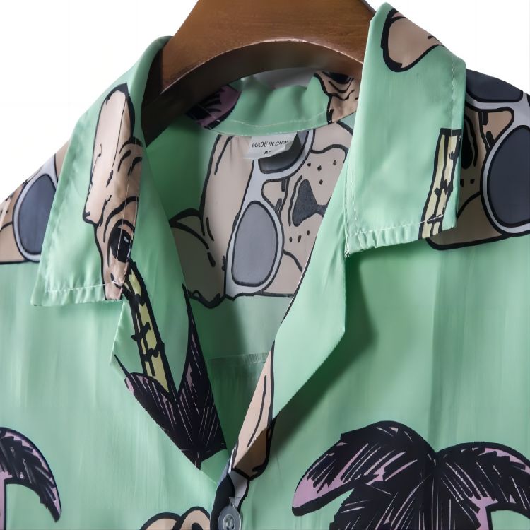 Hawaiian Print Short-Sleeved Beach Shirt for Men