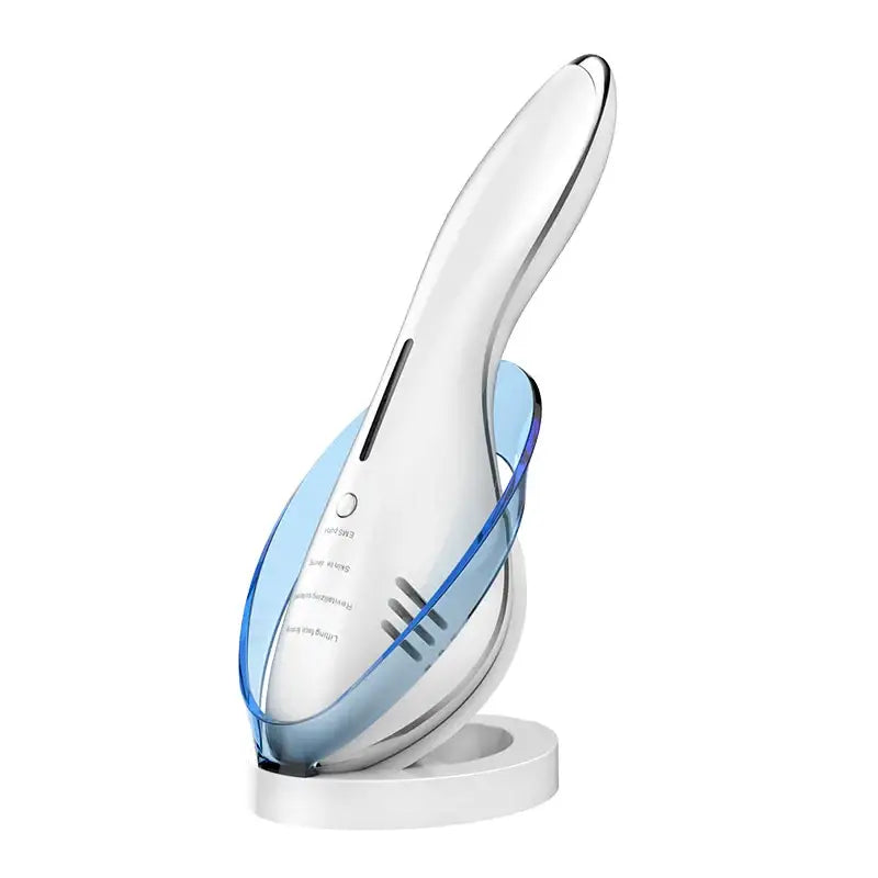 White and blue sleek facial device with a smooth, ergonomic design.