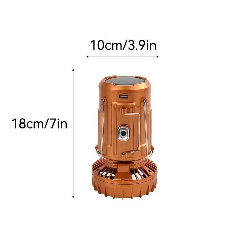 Portable Hand Crank Solar Lantern with Fan & USB Charger