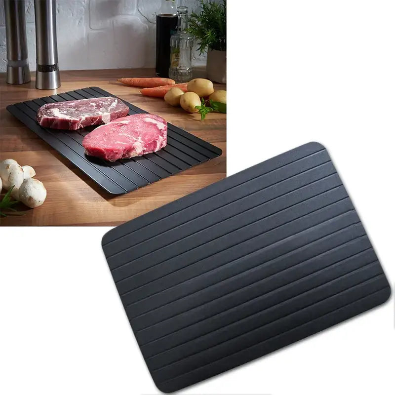 Black ribbed silicone meat searing mat