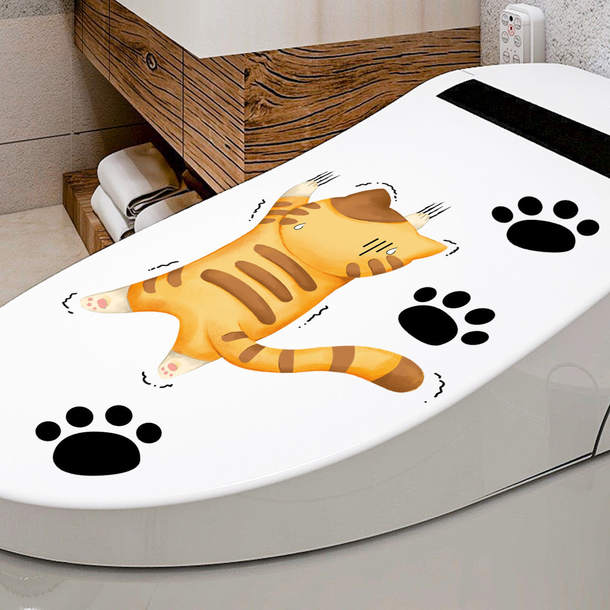 Creative Cartoon Cat Toilet Wall Sticker Decoration