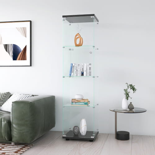 Glass Display Cabinet 4 With Gantry Floor-to-ceiling Rare Bookshelf Suitable For Living Room Bedroom Office